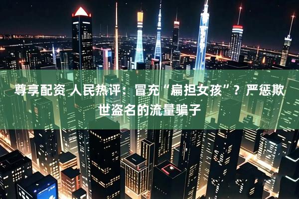 尊享配资 人民热评：冒充“扁担女孩”？严惩欺世盗名的流量骗子